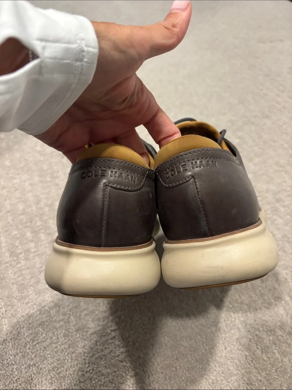 Cole Haan Dark Brown Perforated Leather Derby Oxfords with Tan Lining